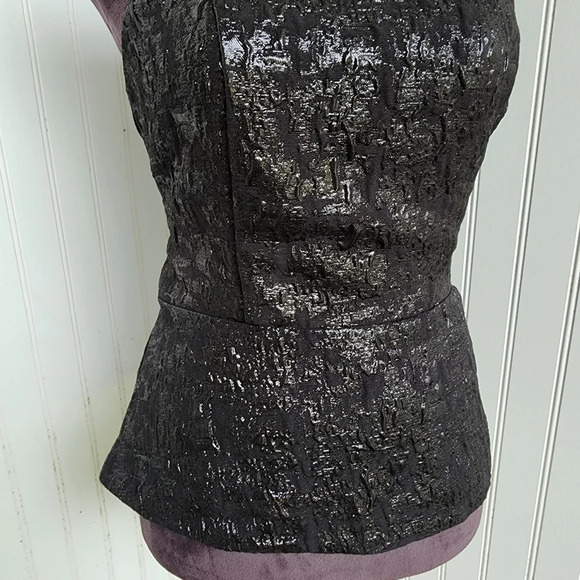 H&M Womens Whimsigoth Metallic Bandeau Peplum Tube Top Corset Size L Black - Picture 4 of 11